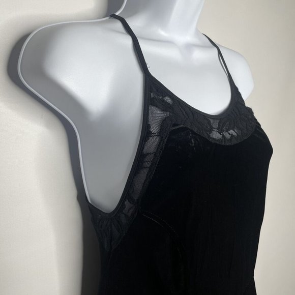 Free People Intimately Nightshade Black Velvet Lace High Low Mini Dress - Picture 4 of 8